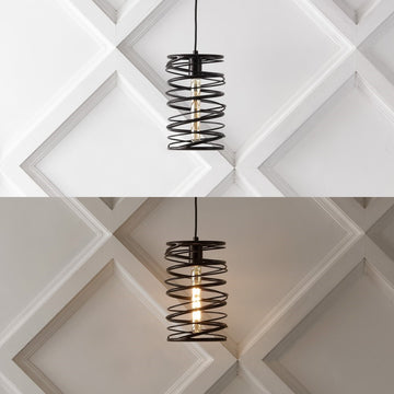 Helisa 7.25" Modern Contemporary Iron Spiral LED Pendant - JONATHAN Y